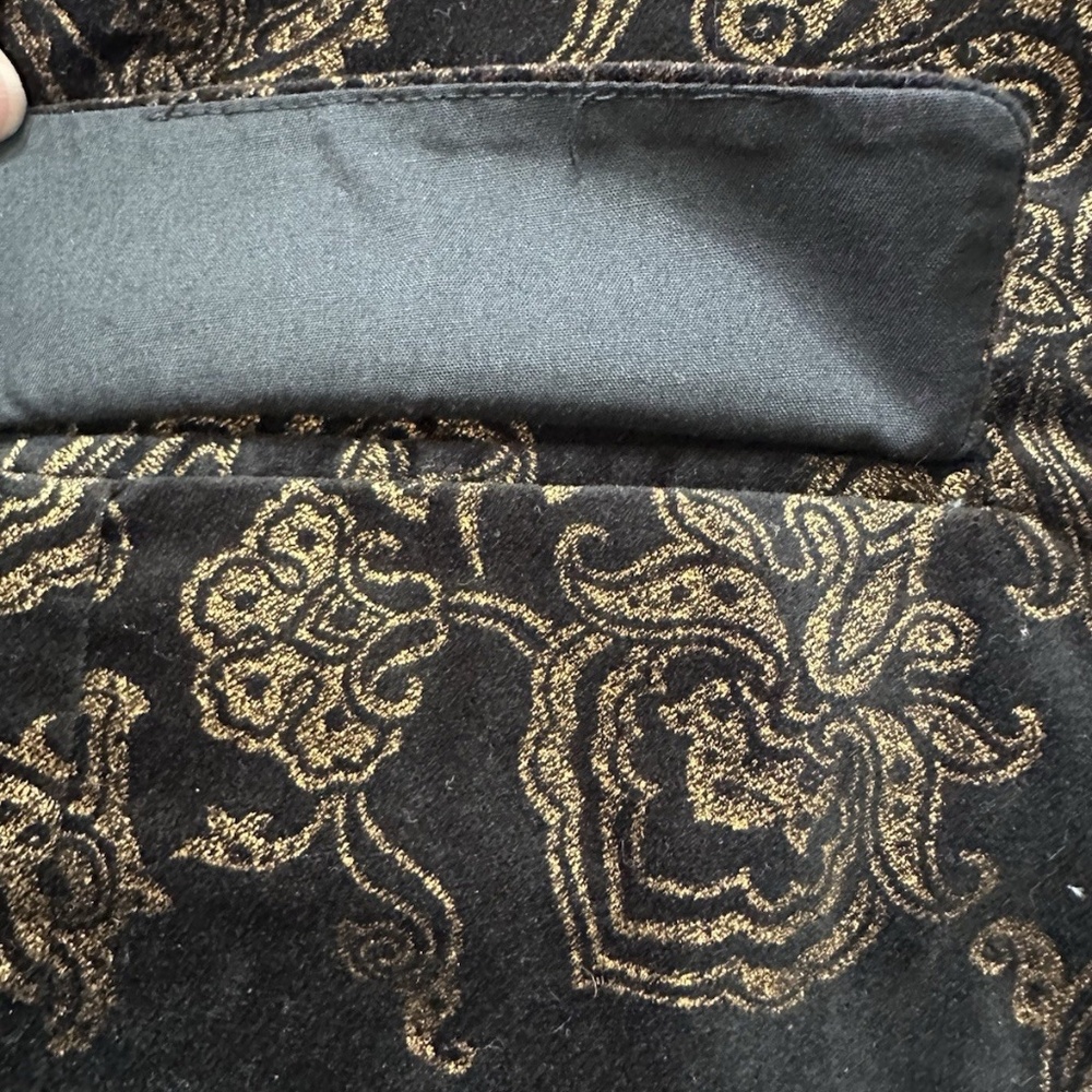 Lauren Ralph Lauren Black Gold Paisley Velvet Blazer Tailored Jacket W Sz 10 - Picture 6 of 16